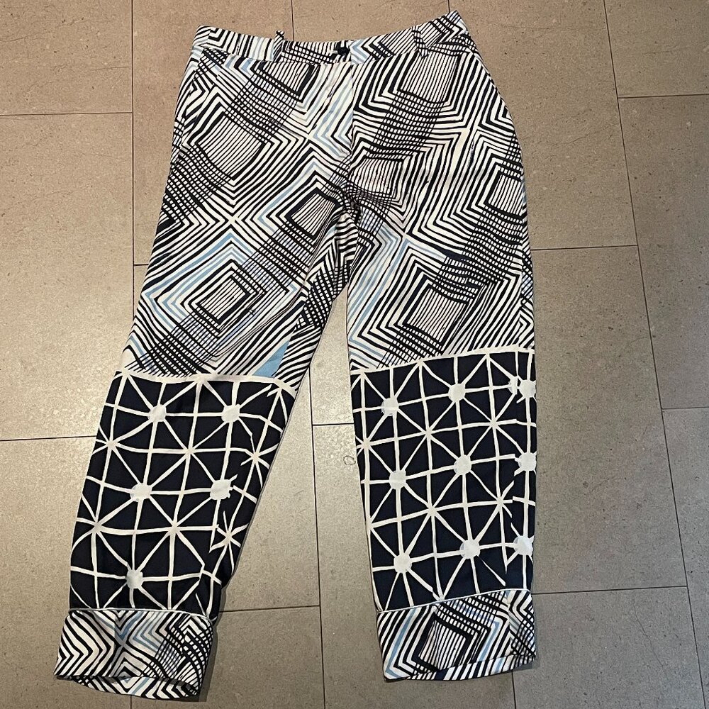 Gorgeous Geometric Print 100% Silk Vilagallo loose pants-Size 38/US 7